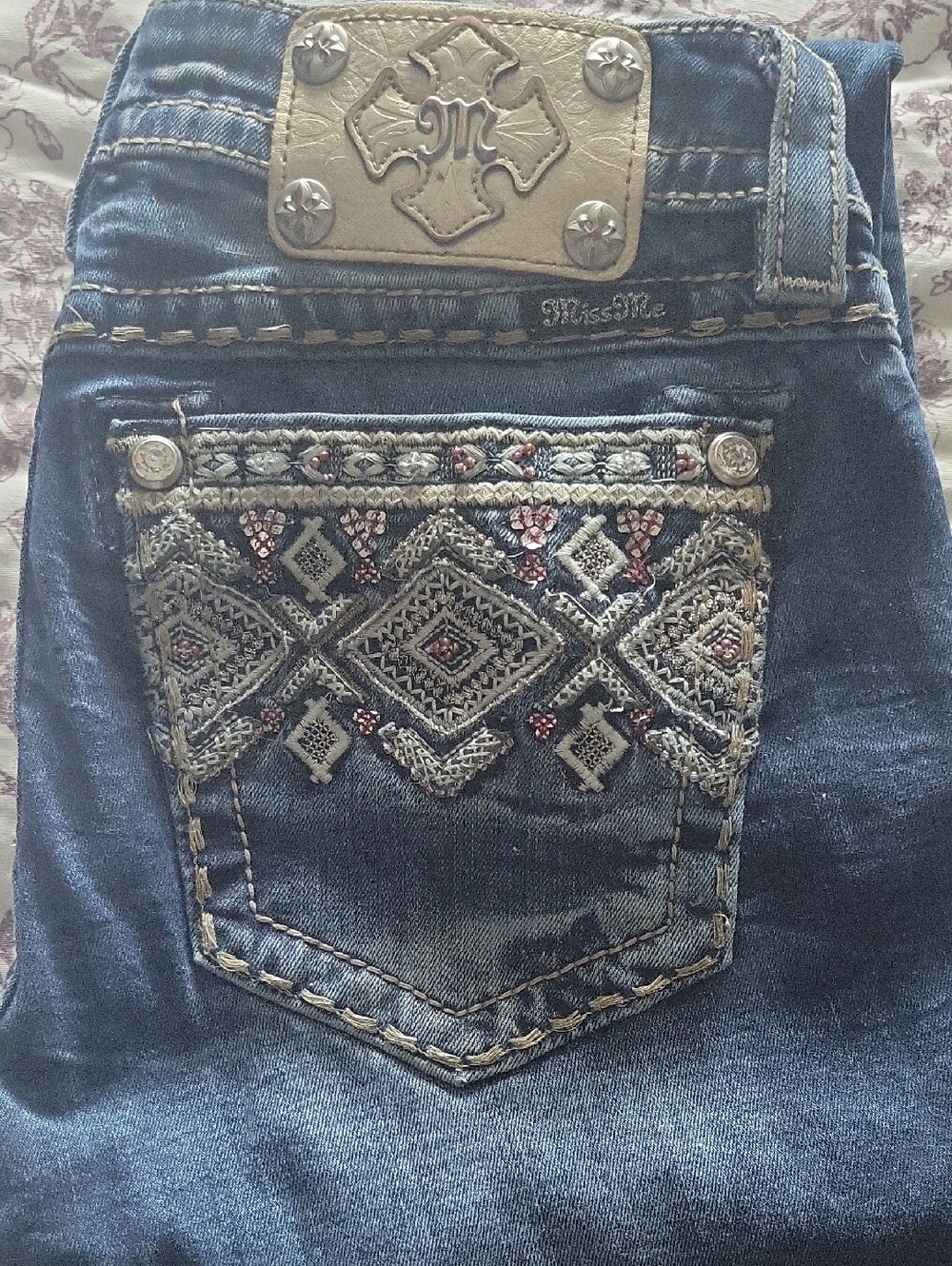 Miss Me Blue Embellished Skinny Jeans